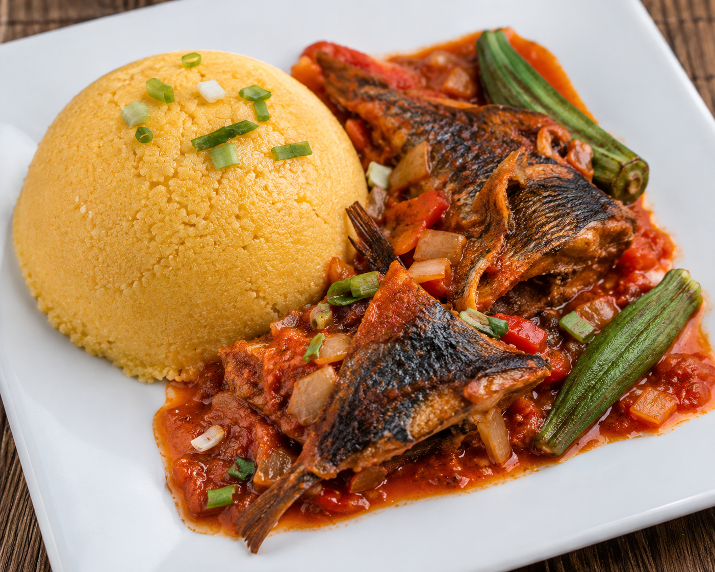Cou-Cou and Flying Fish, the national dish of Barbados (illustrative)