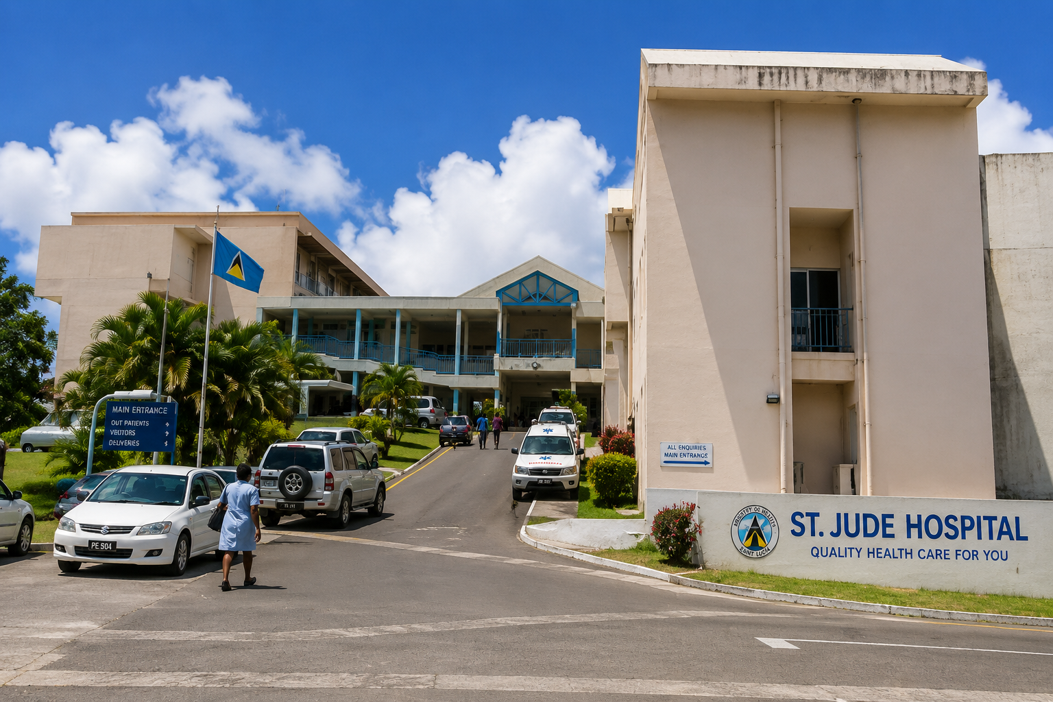 Illustrative image of a St Lucia hospital (AI-generated)