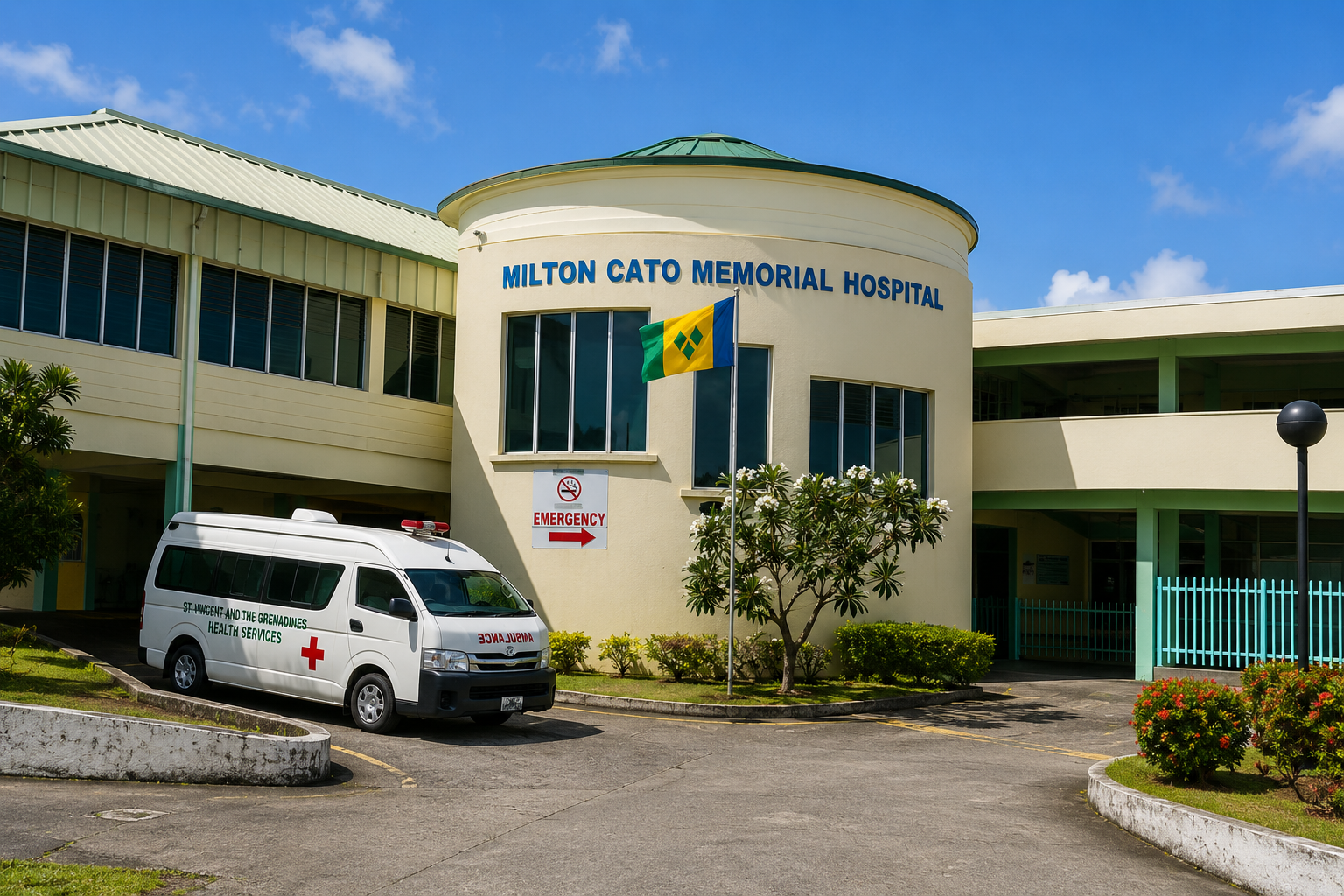 Illustrative image of a St Vincent and the Grenadines hospital (AI-generated)