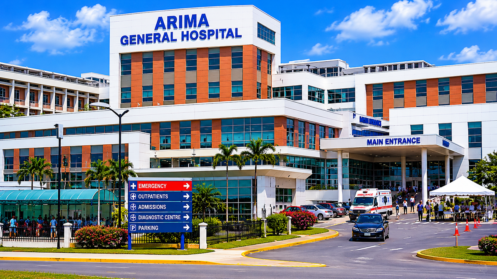 Illustrative image of a Trinidad and Tobago hospital (AI-generated)